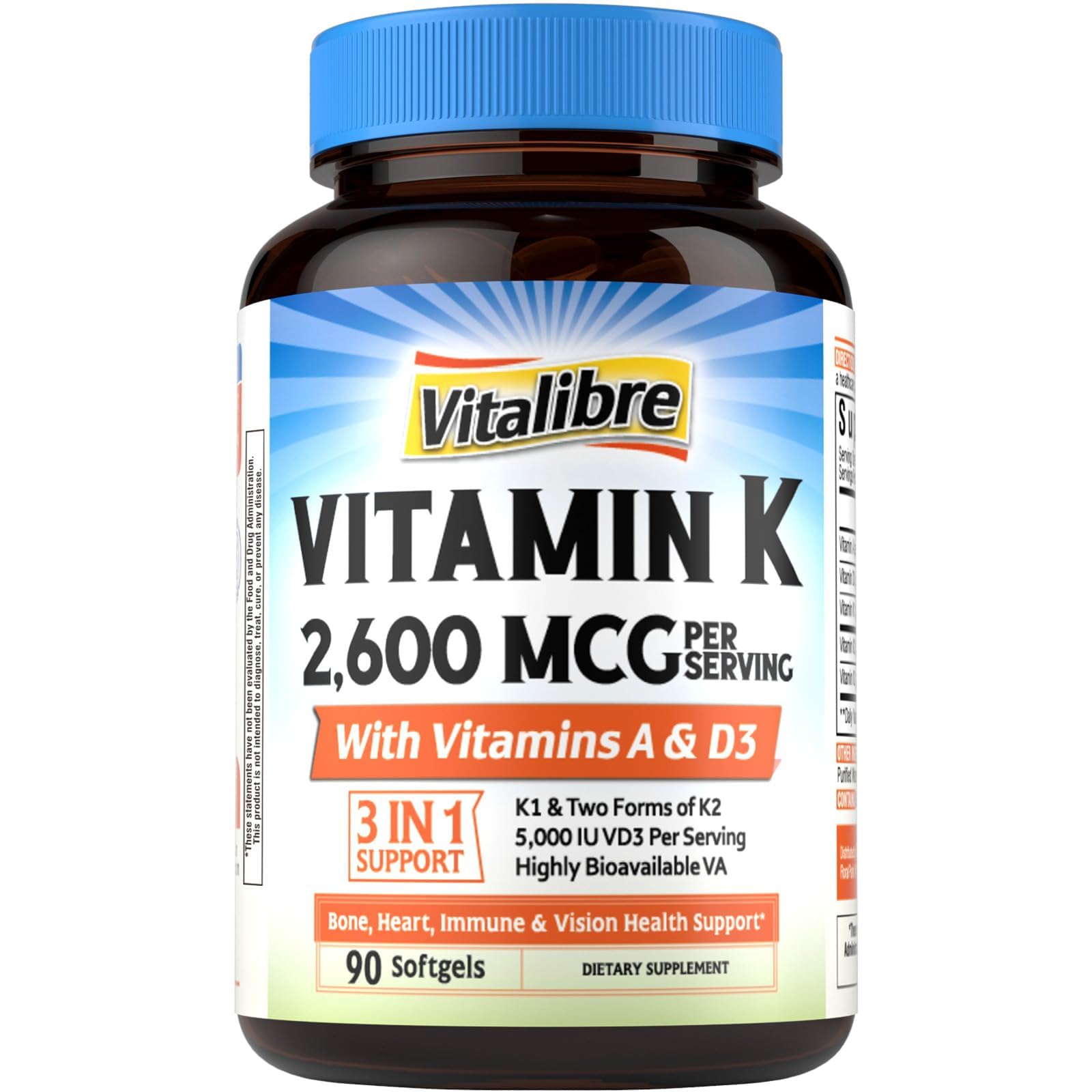 Vitalibre Vitamin K Complex 2600 mcg with Vitamin A & D3 5000 IU