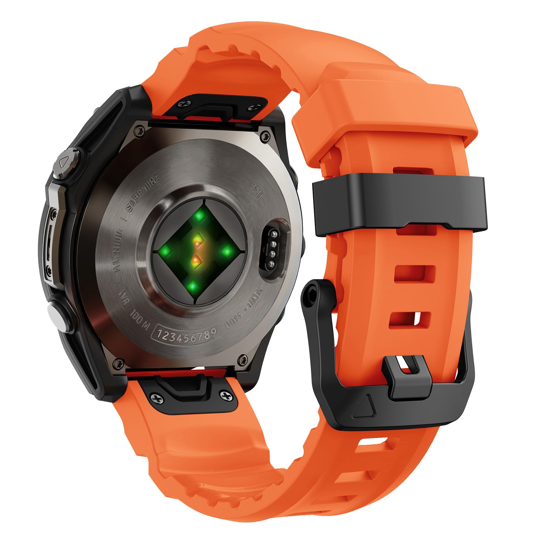 ahayo Sport Silicone Watch Strap with Secure Buckle for Garmin Instinct 3 45mm / Fenix 8 47mm / Forerunner 970, 22mm QuickFit Lightweight Wristband for epix Pro 47mm, Fenix 7/6/5 (Orange)