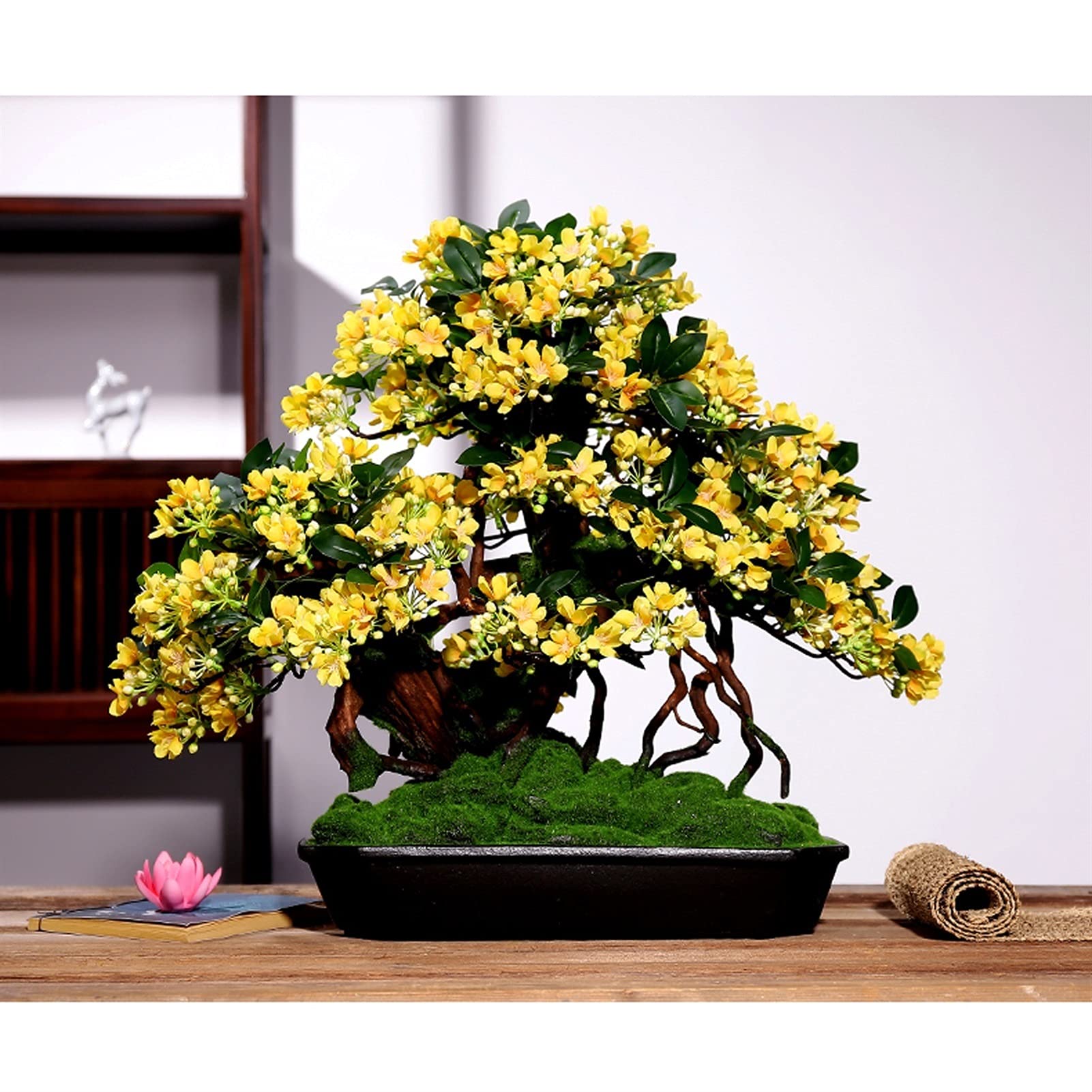 NGDFGR Handmade Living Room Simulation Plant Bonsai Indoor Large Fake Flower Tv Cabinet Porch Green Plant Fake Tree Potted Ornament Decoration Gift Fake Plant,B