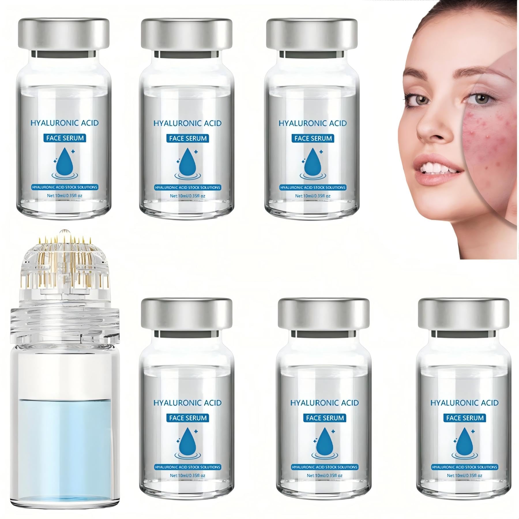 Glamory Micro lnfusion System, Glamory Micro Infusion System for Lips Face, Glamory Microinfusion Facial Stamp with Serum (6PCS)