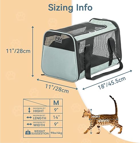 Miniatura 10 de Petsfit Transportador para perros pequeños, ligero, portátil, suave, para gatos grandes y medianos, malla transpirable de 5 lados, a prueba de fugas