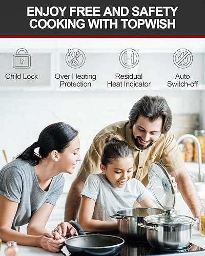 Miniatura 5 de Placa de cocina eléctrica de 24 pulgadas, 4 quemadores, placa de cerámica empotrada, estufa eléctrica radiante de 6000 W con control táctil,