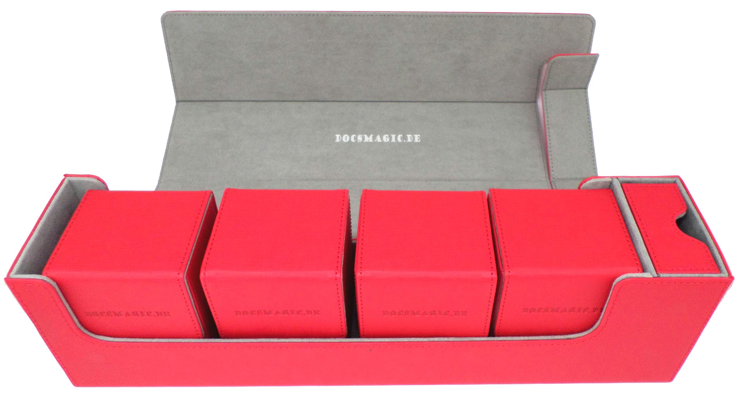 docsmagic.de Premium Magnetic Tray Long Box Red Large + 4 Flip Boxes