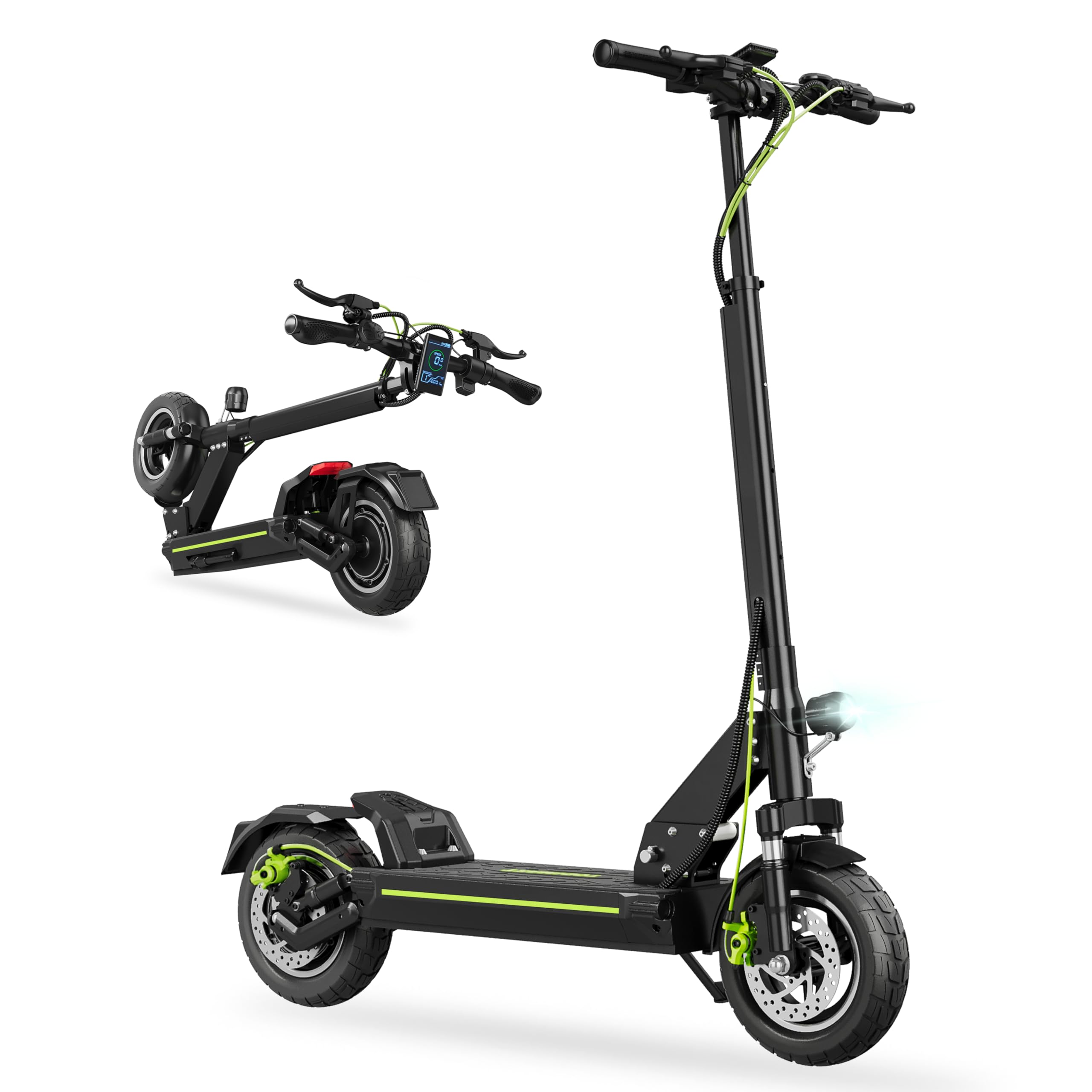D6 Pro Trottinette Electrique Adulte Autonomie 75-80KM Batterie 48V 18Ah Moteur 500W (pic 800W) Trotinette Électrique Pliante Portable Puissante Tout Terrain Ultra Legere Double Suspension