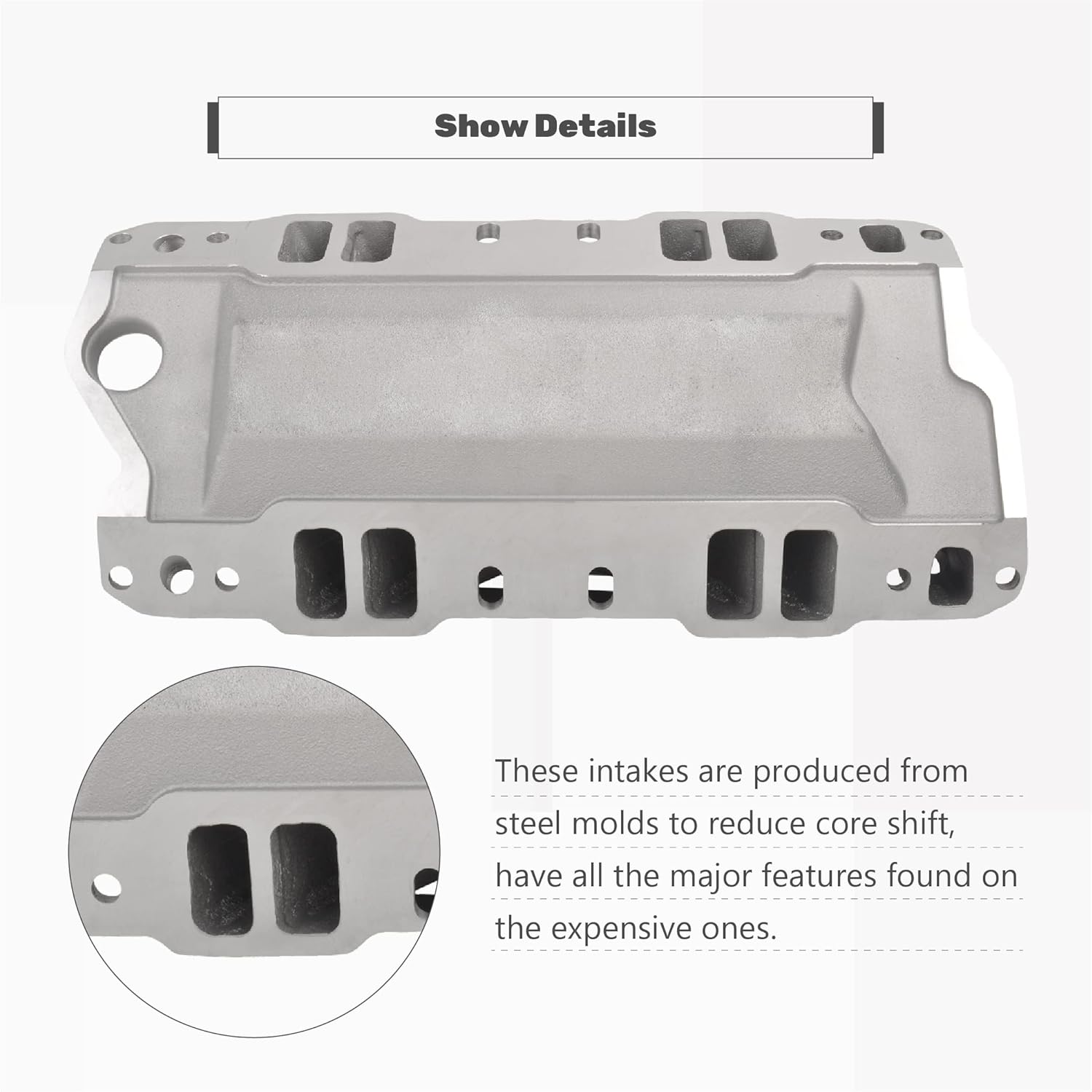 Aluminum High Rise Intake Manifold Single Plane by GESEXI - Compatible with 1957-95 Small Block Chevy SBC 350 400