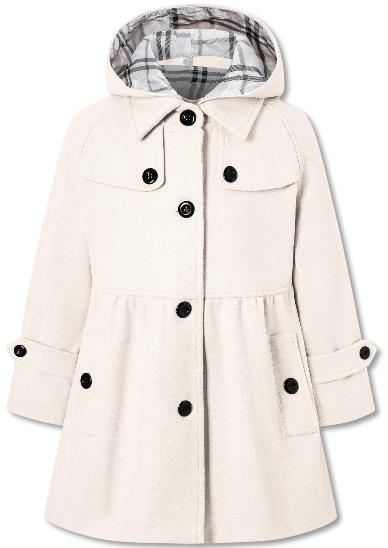 Betusline Girls' Dress Coat Hoodie Wool Blend Coats Fall Winter Peacoat
