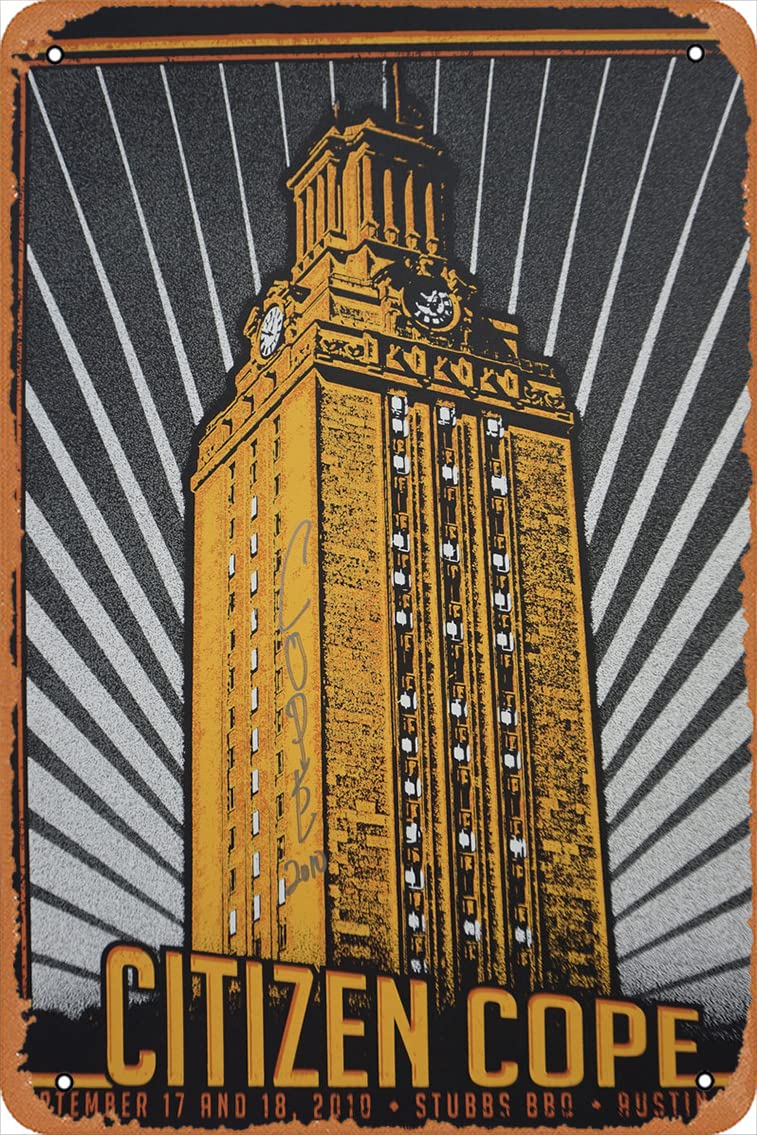 Citizen Cope - 2010 poster Austin, Texas Stubbs BBQ Retro Metal Tin Vintage Sign 12 X 8 Inch Wall Decor