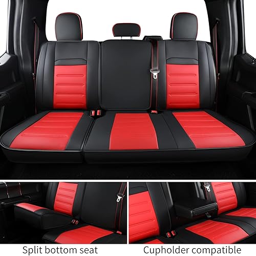 Miniatura 6 de LUCKYMAN CLUB Fundas de asiento de piel sintética F150, aptas para 2015-2024 F150 SuperCrew y 2017-2024 F250 F350 F450 Super Duty Crew Cab (juego
