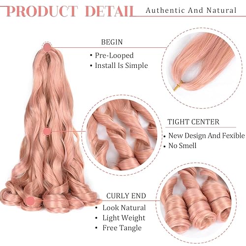 Miniatura 3 de Cabello rizado francés, cabello trenzado de onda suelta, 8 paquetes de 24 pulgadas, 2.65 ozpaquete, extensiones de cabello rizado español sintético