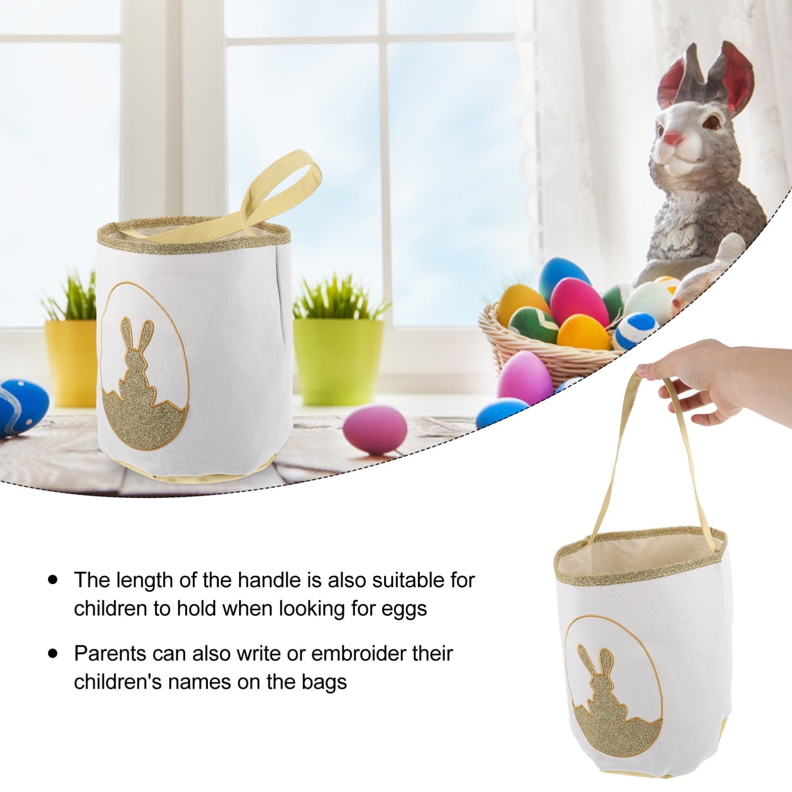Cabilock 3piezas Canasta De Dulces De Pascua Diseño De Conejo Recipiente Para Golosinas y Decoración Bolsa Portátil Para Almacenamiento De y Galletas