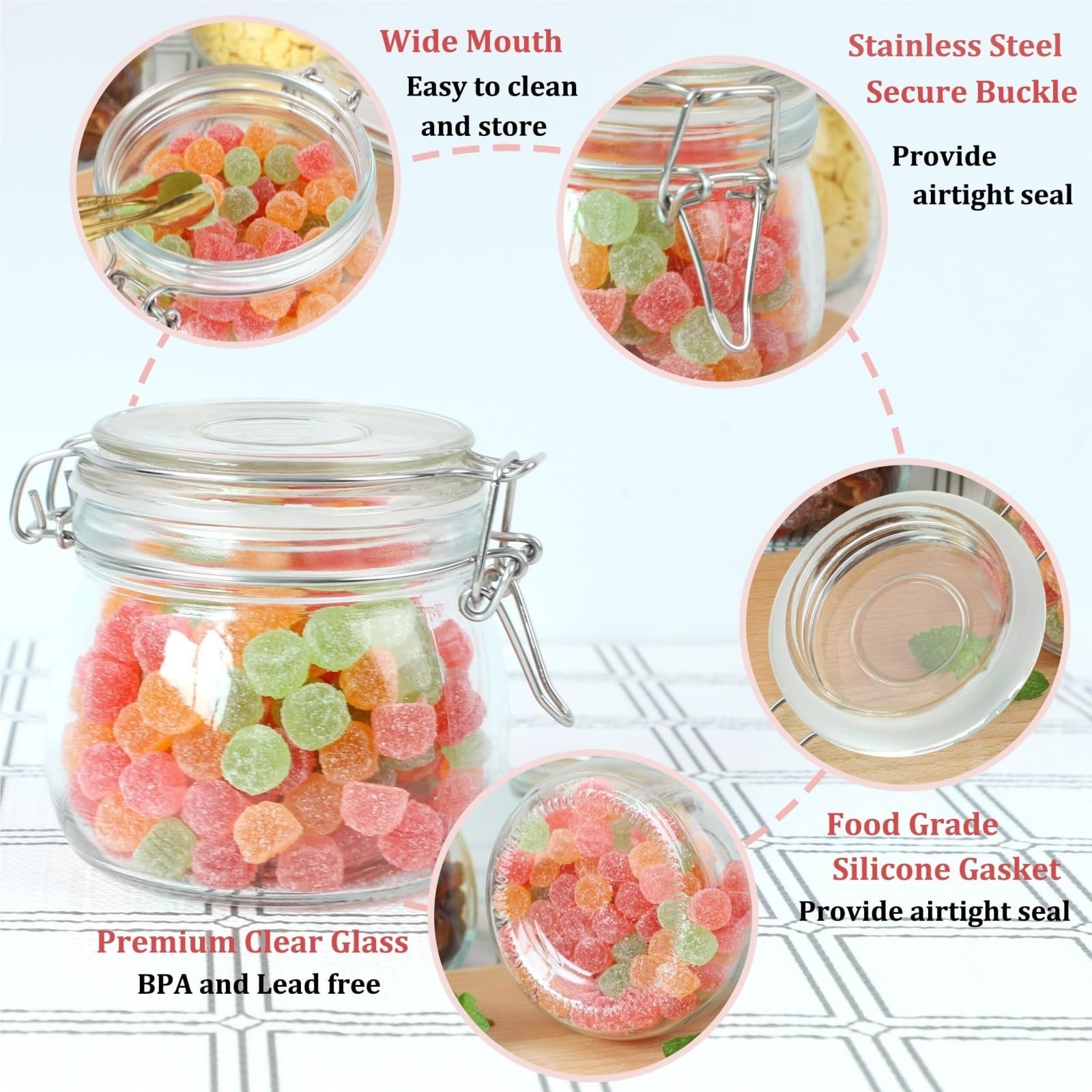 Vorratsgläser mit Deckel Set Mit 6 Vorratsgläsern Aus Glas Luftdichten Deckeln for Zu Hause Aufbewahrungsgläser Küche
