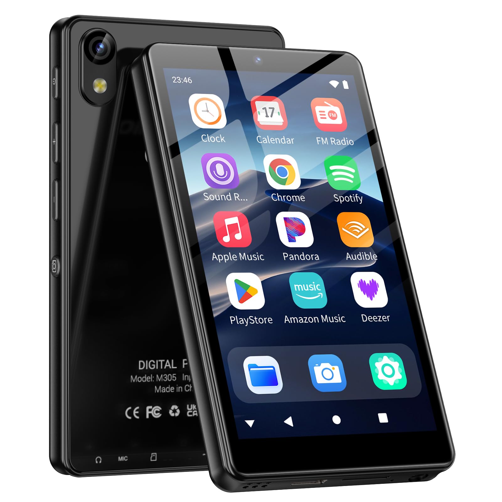 Reproductor MP3 32GB con Bluetooth y WiFi, Cámara, Oilsky 4,02" Android 13 Reproductor de Música HD con Spotify, Audible, Deezer, MP4 Pantalla Táctil y Altavoz