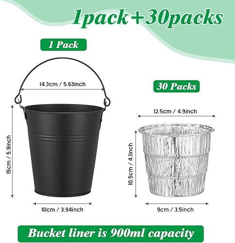 Miniatura 2 de Paquete de 30 forros de cubo de grasa por goteo con 1 cubo de parrilla para cubeta de goteo de grasa, piezas de repuesto desechables de papel de