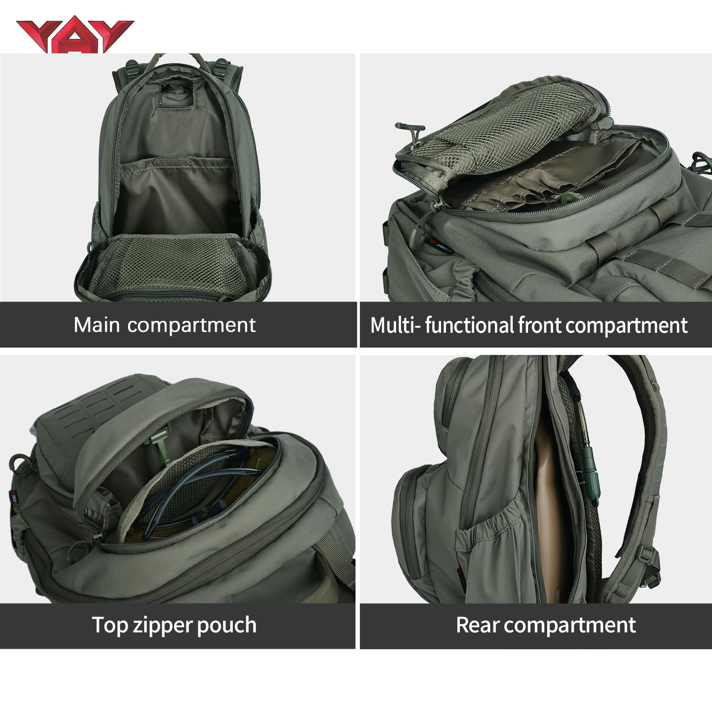 vAv YAKEDA 500D NylonTactical Military Backpack for Men,Fit 12.6-15.6 inches Laptop, Daily Bag for Hiking,hunting,running (Green)