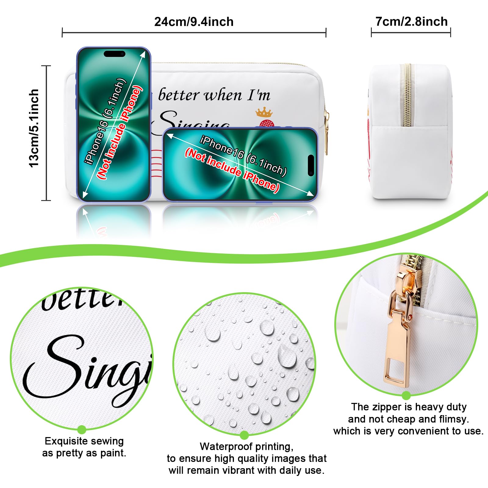 Singing Gifts for Girls Makeup Bag Music Lover Gift Singer Gifts for Women Daughter Sister Friend Singing Lover Gift Music Party Favors Cosmetic Pouch Music Teacher Appreciation Gift Musician Gifts - Image 2
