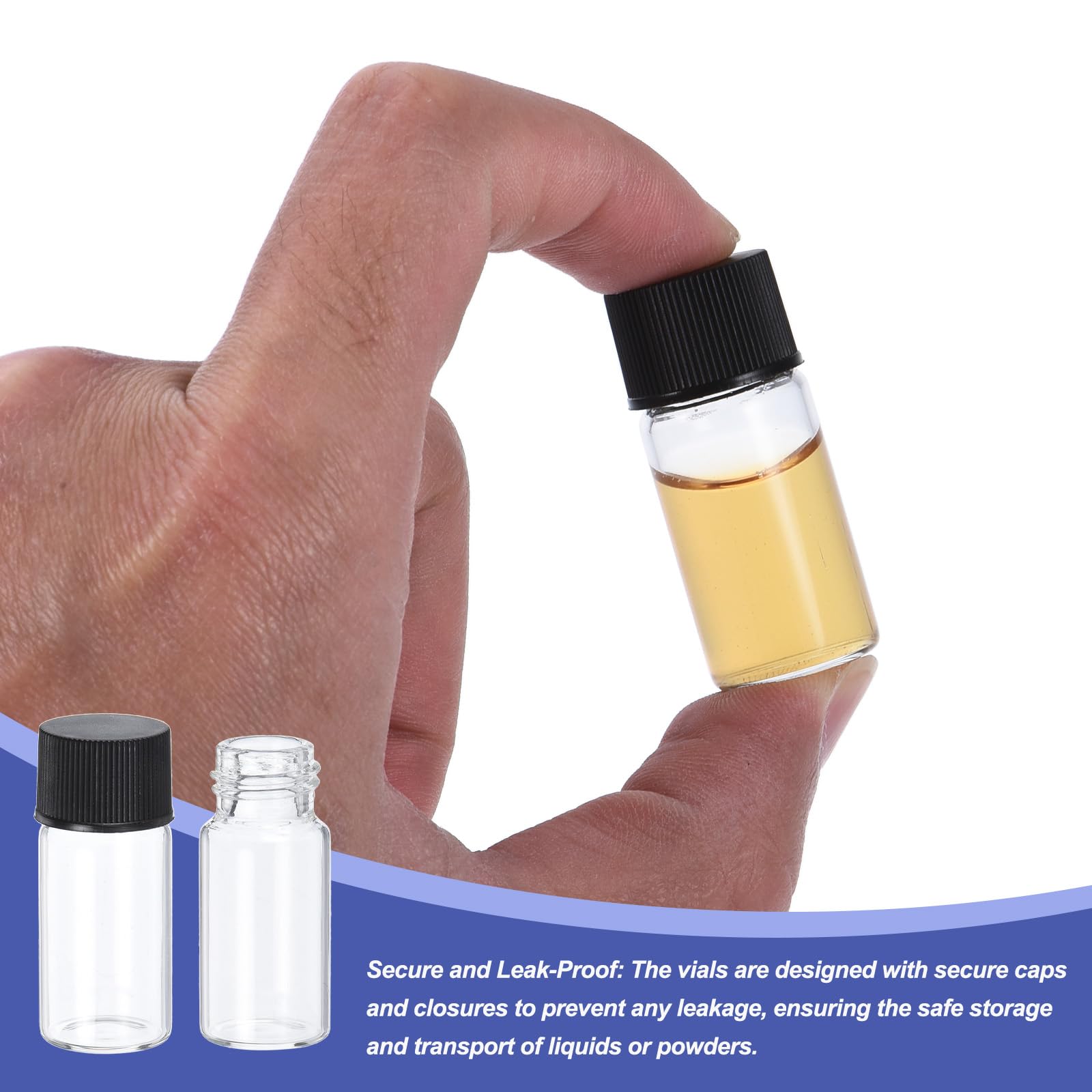 PATIKIL 5 ml klare leere Glasfläschchen, 500 Stückung Probefläschchen mit Schraubverschluss Reagenzglas mit 10 Tropfpipetten und 5 Trichtern Auslaufsicheres Fläschchen für das Labor