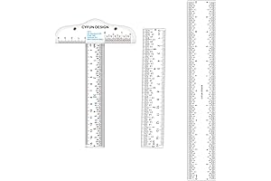 3PCS 6"/12" Acrylic Clear Edge Rulers T-Square Ruler, for Crafting Drafting & General Layout