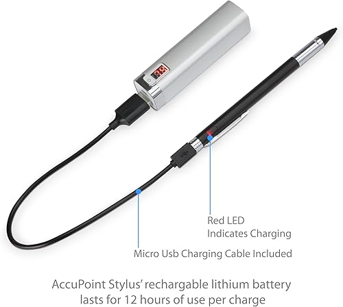 Miniatura 2 de BoxWave AccuPoint SE Active Stylus - AccuPoint SE Active Stylus - Jet Black, lápiz óptico para teléfonos inteligentes y tabletas