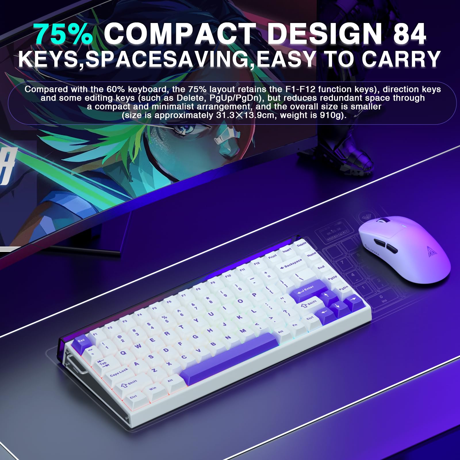 Amazon.com: Aula Hero 84 HE - 75% Mechanical Gaming Keyboard Wired