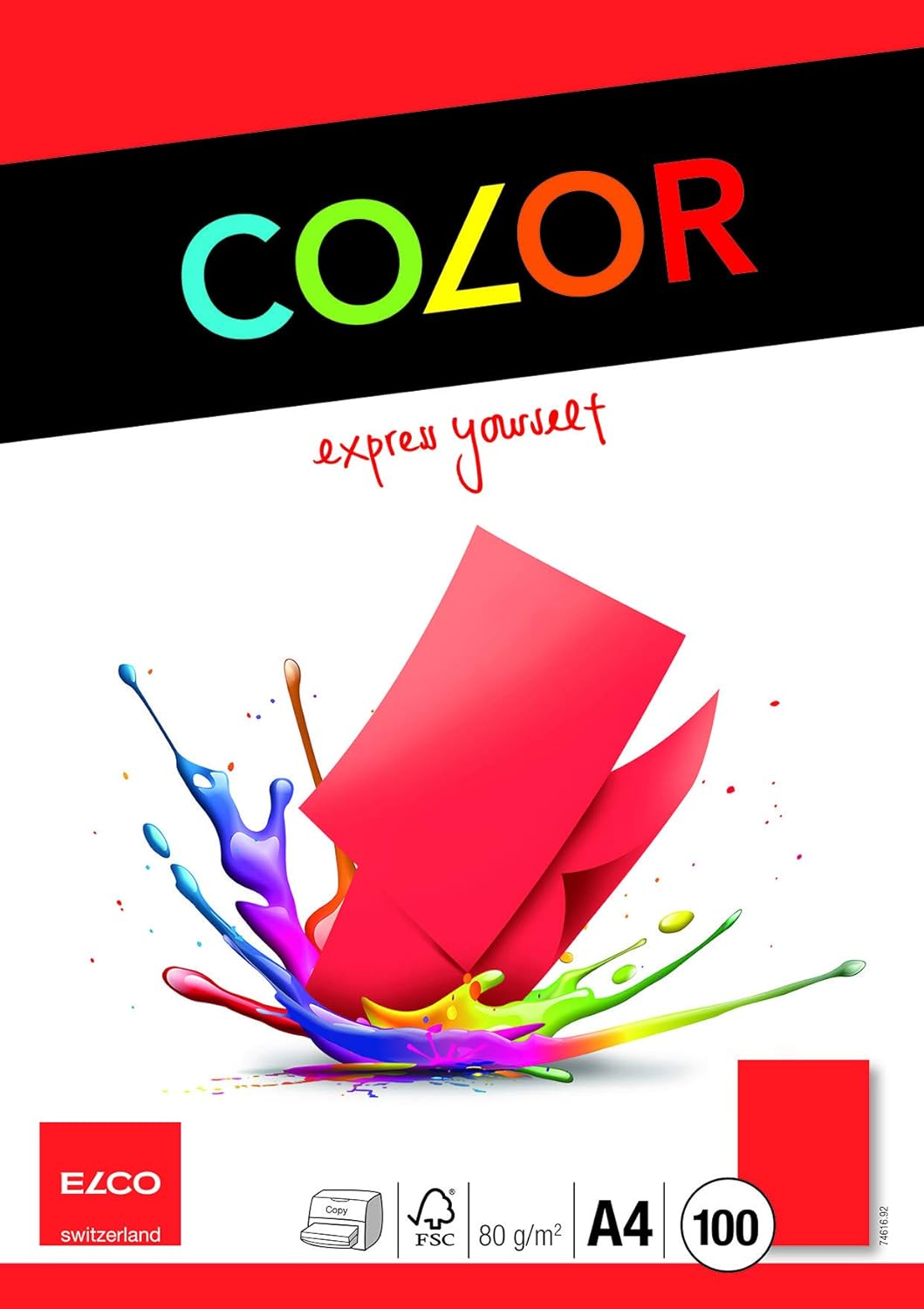 Elco Color A4 80gsm Paper - Red (Pack of 100)