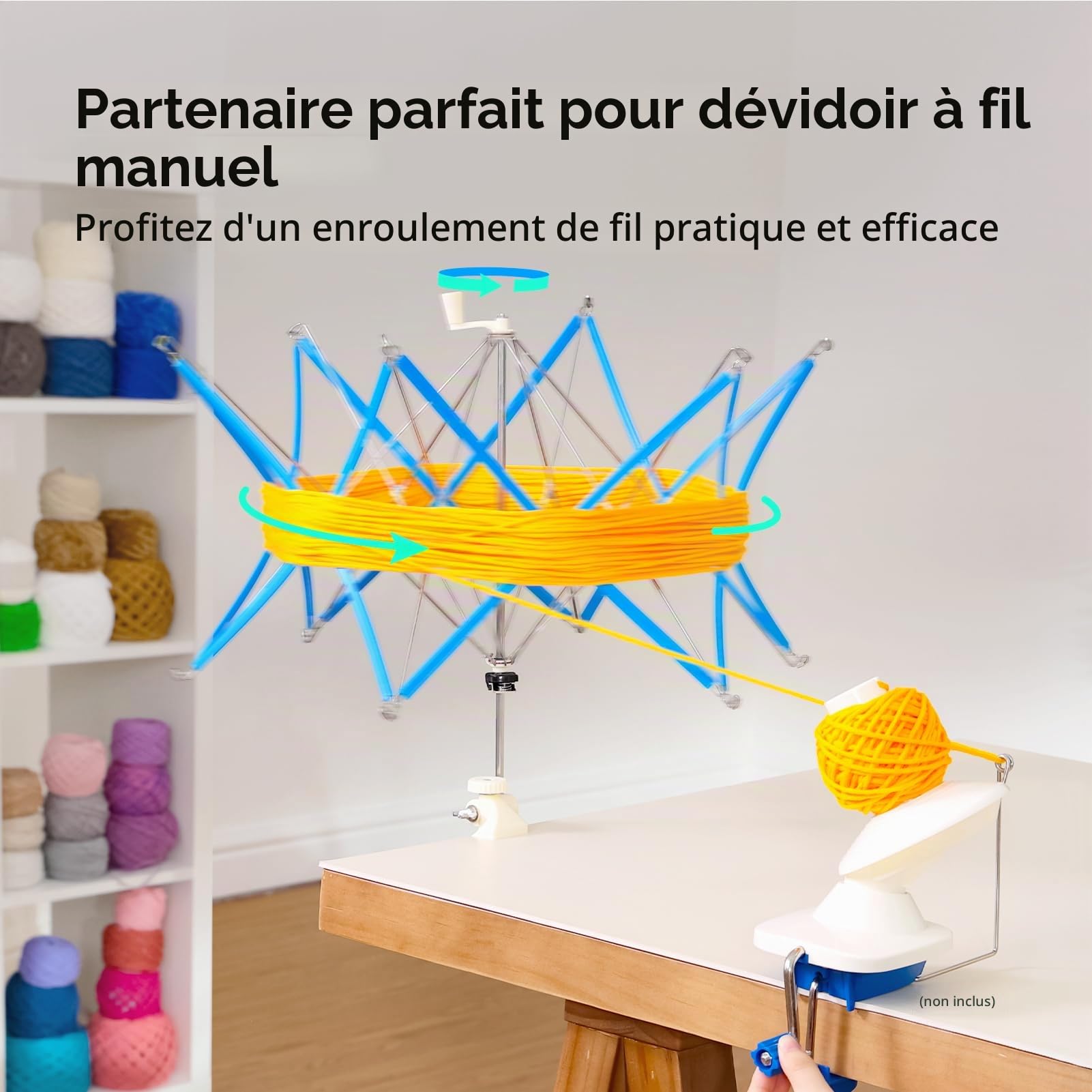 Swift Parapluie de Fil, Support Flexible et Pliable pour Écheveaux | Léger et Facile À Ranger, Maintient Les Écheveaux de Laine Stable Pendant Les Travaux de Crochet et Tricot