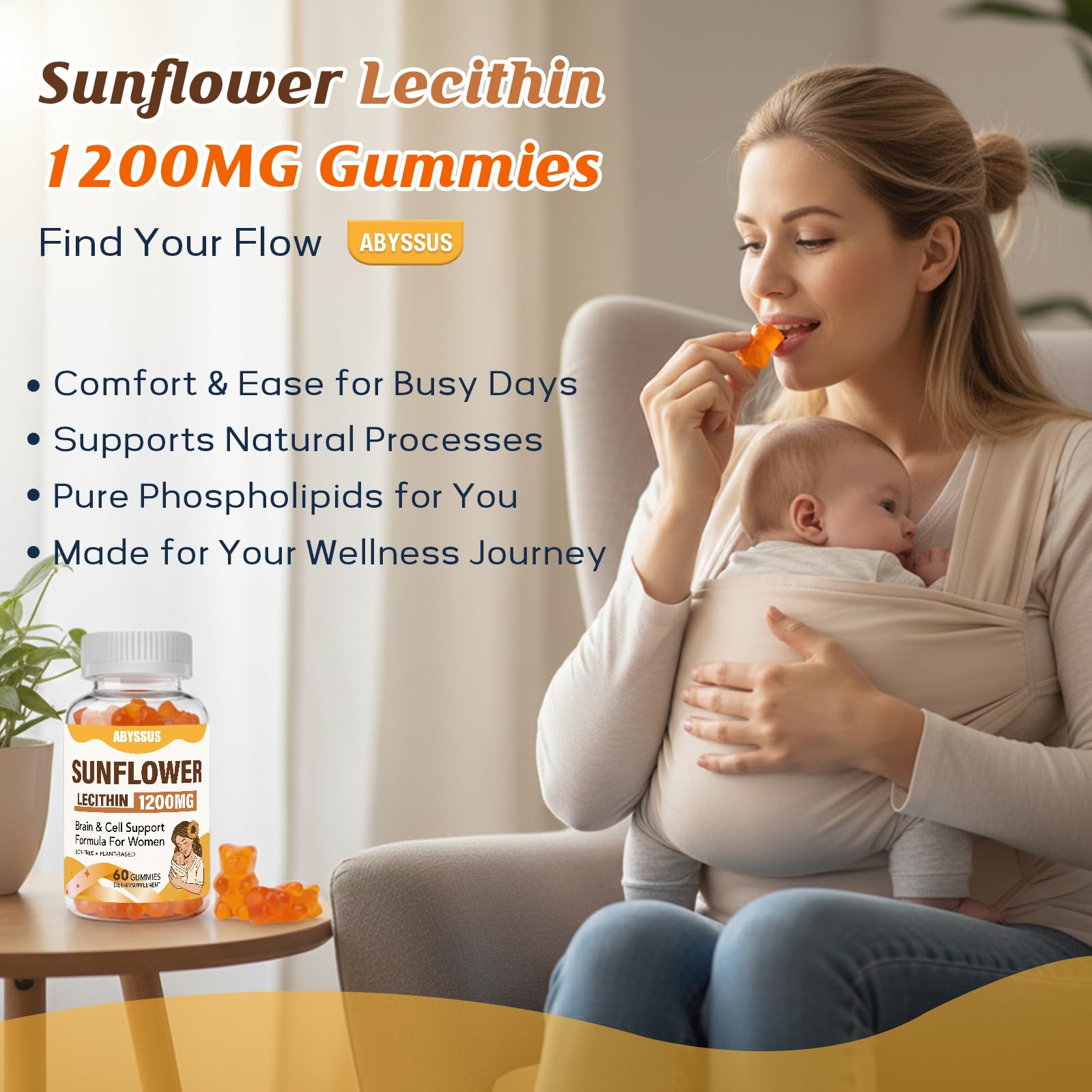 ABYSSUS Sunflower Lecithin Gummies 1200mg with PhosphatidylCholine, 60Chews — Amazon image 7