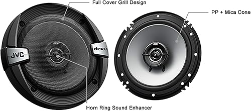 Miniatura 4 de Par de altavoces coaxiales JVC Cs-DR162 DR Series de 6.5 pulgadas de 2 vías (pico de 300 vatios), 2 altavoces + soporte magnético para teléfono