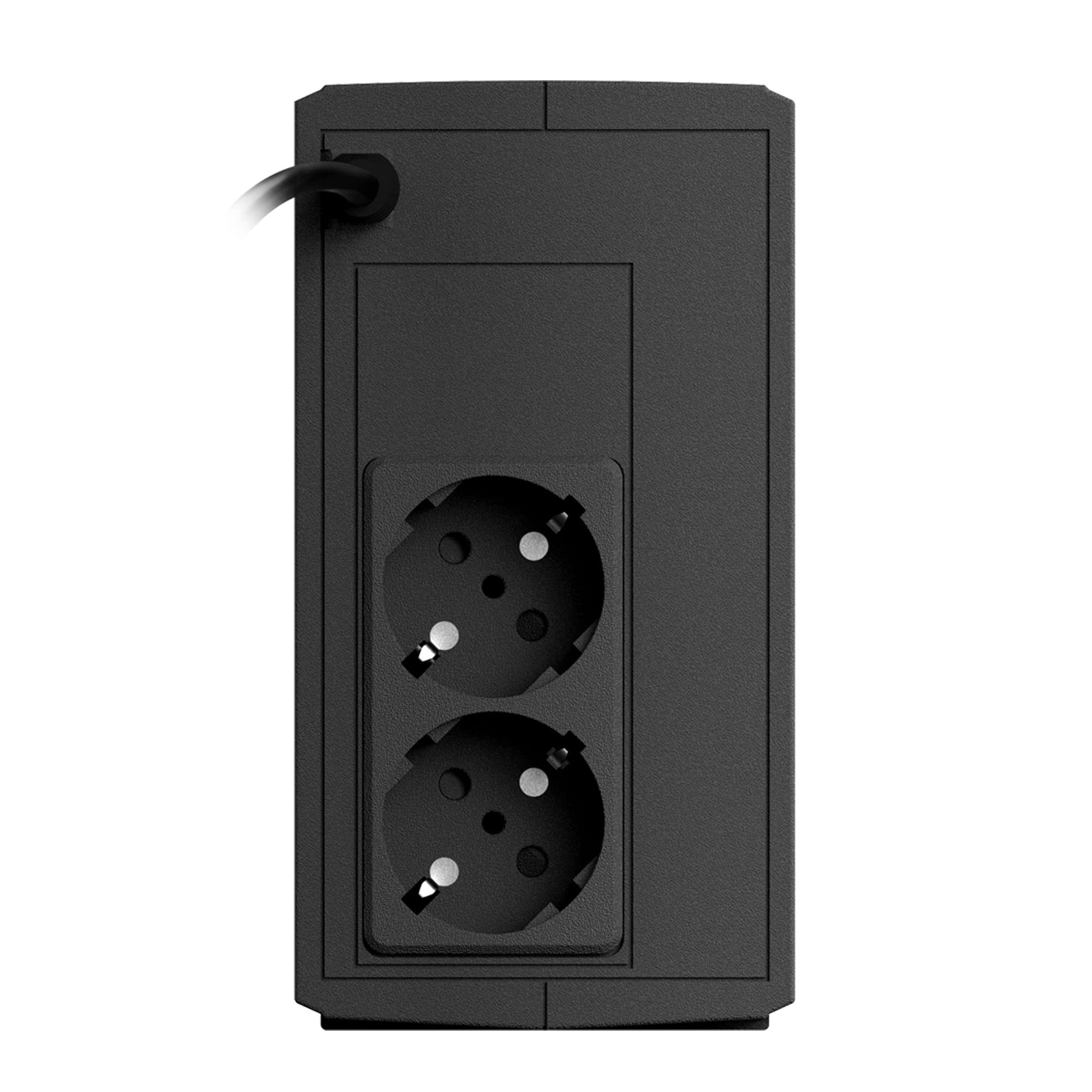 NJOY Keen 600VA Gruppo di Continuità 360 Watt, Tecnologia Line Interactive, UPS con Onda Sinusoidale Simulata, AVR, 2 Uscite Shuko, 1 Batteria - Garanzia 3 Anni