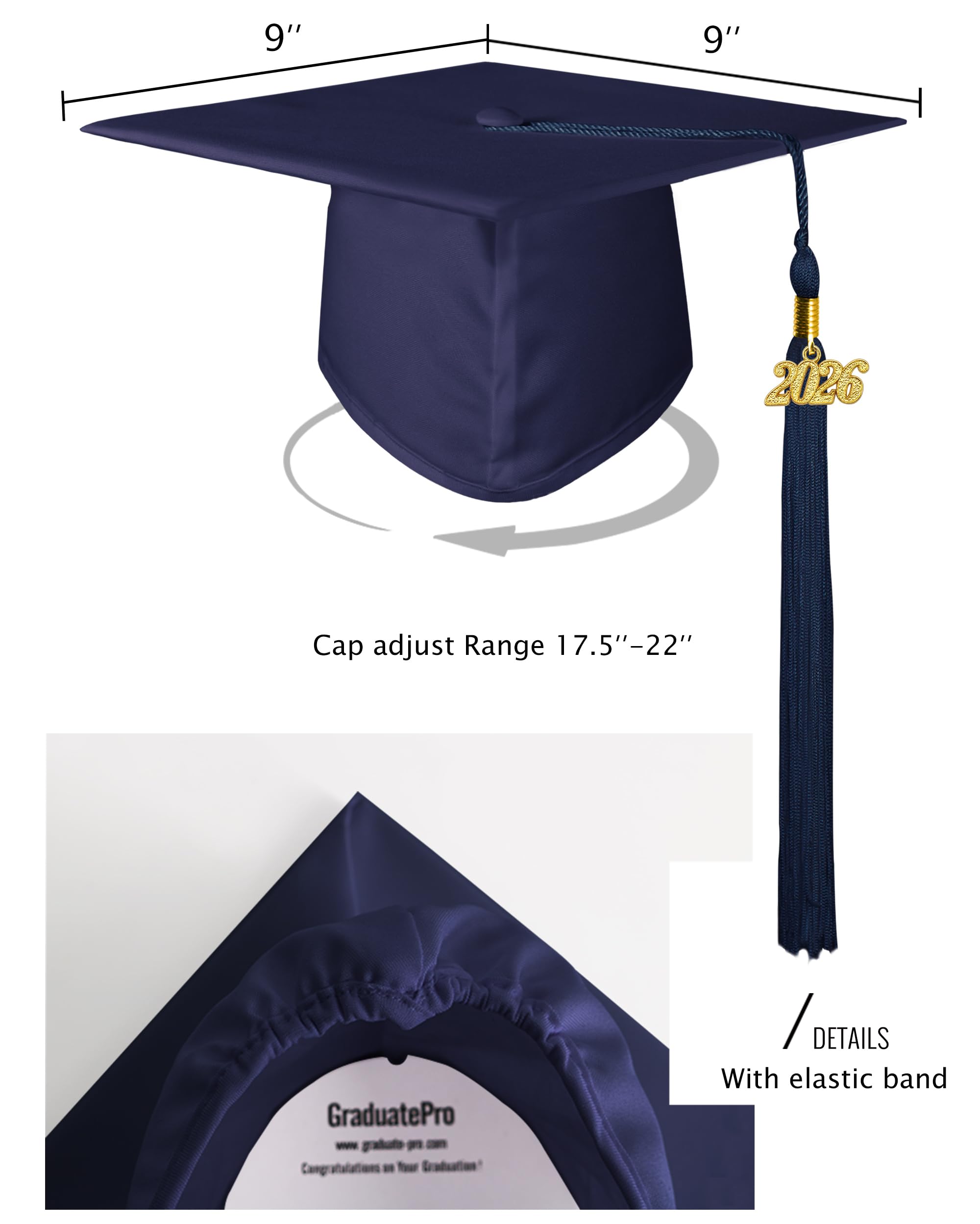 GraduatePro Bambini 2026 Toga Laurea con Cappello Tocco Prescolastico Scuola Materna Costume Unisex 10 colori