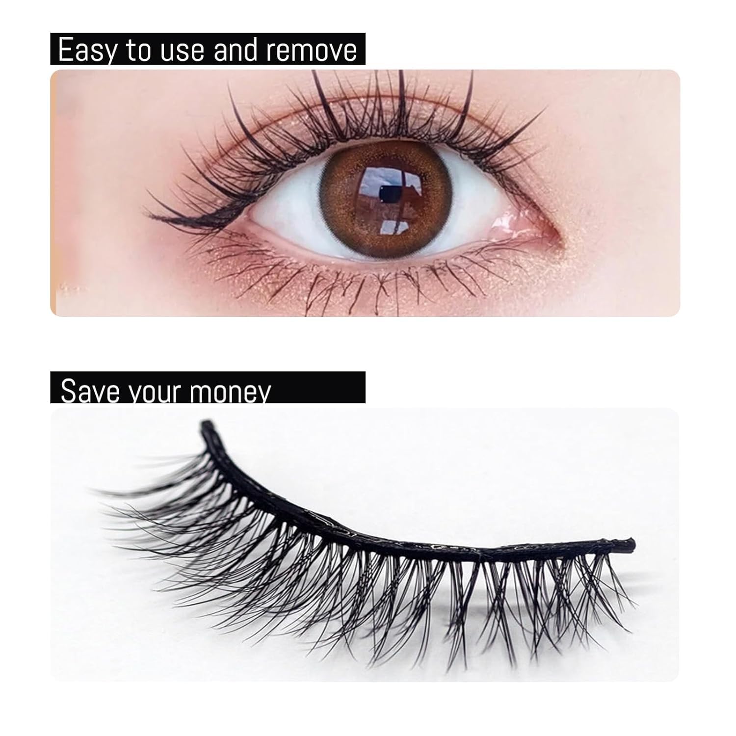 40 Pieces Fake Lashes No Glue Apply False Lashes Eyelash Self Adhesive Lash Strips for Fake Eyelashes Extension Supplies Suitable for All Strip