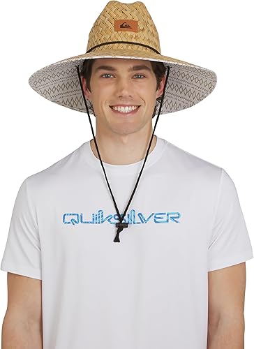 Quiksilver Men's Wide Brim Outdoor Lifeguard Straw Sun Hat, Twill, Small/Medium