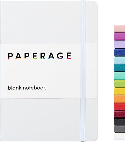 PAPERAGE Cuaderno de diario en blanco blanco 160 páginas mediano de 57 x 8 pulgadas papel grueso de 100 GSM tapa dura