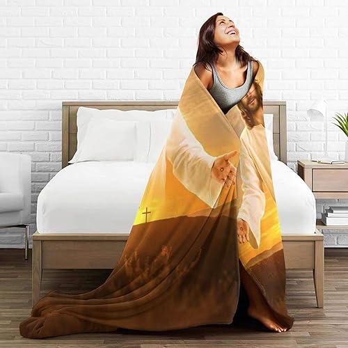 Miniatura 4 de Manta de forro polar para sofá, sofá o cama, manta suave y mullida de felpa de Jesús, manta de regazo de franela de lujo, súper acogedora y cómoda