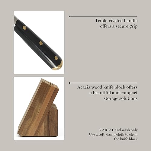 Miniatura 6 de Martha Stewart Lockton - Juego de cuchillos de cocina de acero inoxidable de alto carbono, 16 piezas, con mango forjado remachado, mango forjado,