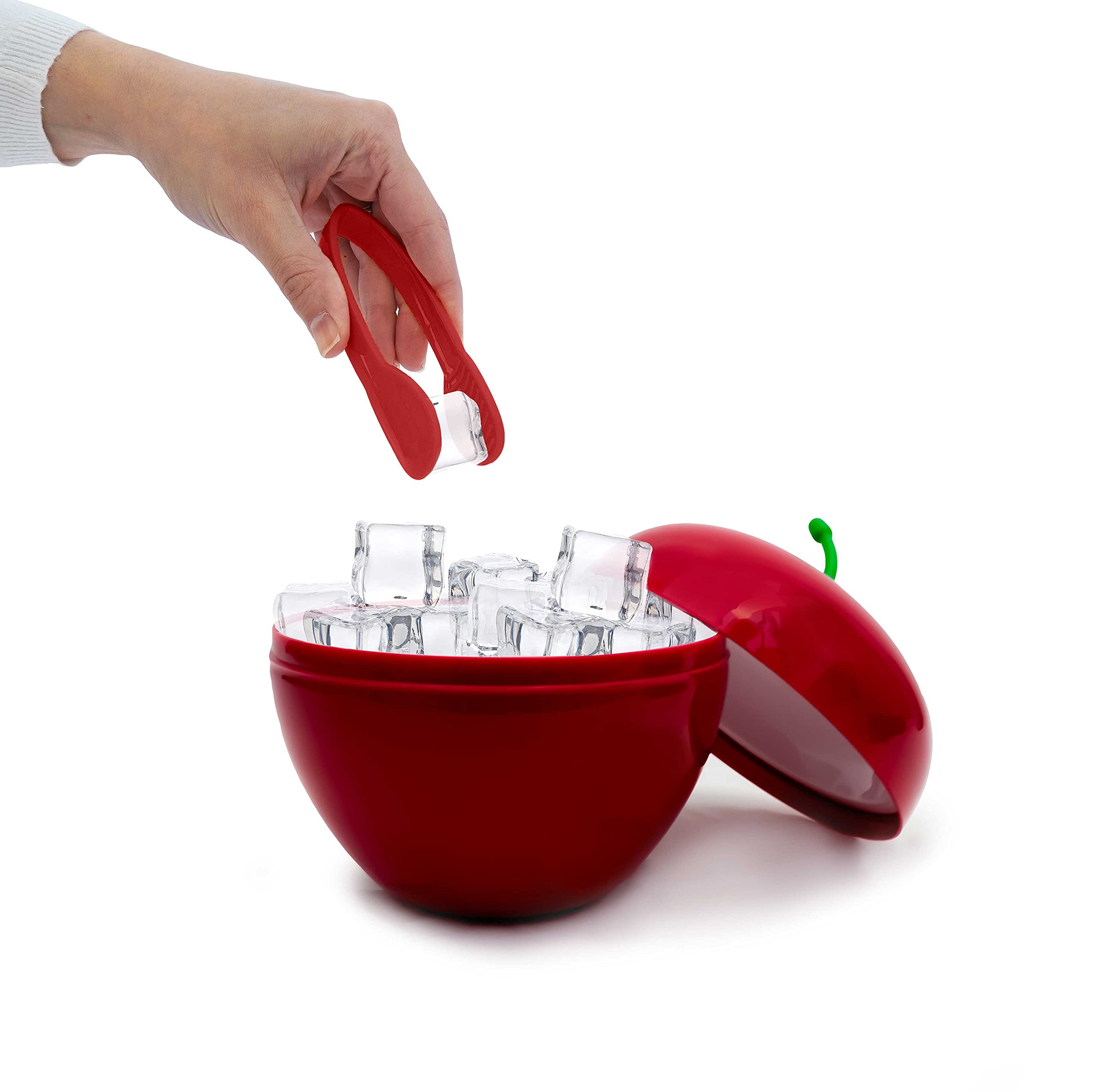 Cecoa • Cubo de Hielo Cereza • 750 ml • Doble Pared Hermética • con Tapa + Pinza • Cubo de Hielo de diseño de Frutas • Aperitivo, cócteles, mojitos, Fiestas, veladas • Compacto, Original, Isotérmico