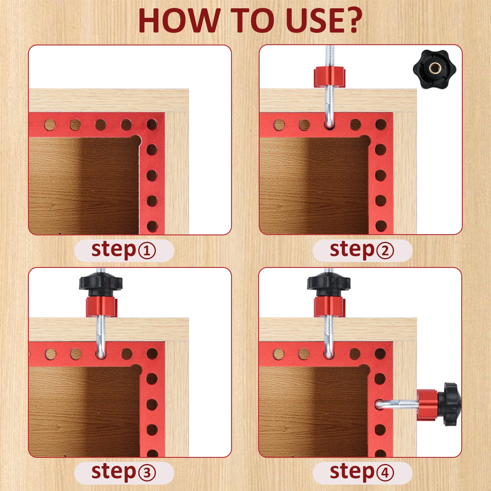 2 Sets Corner Clamps 90 Degree Right Angle Clamp Positioning Square, Aluminum Alloy Woodworking L Shape Ruler - Image 4