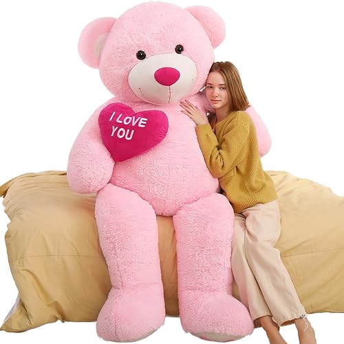 Miniatura 71 de Oso de peluche gigante de 52 pulgadas, animal de peluche grande con corazón, oso de peluche marrón grande para niños, regalo de San Valentín