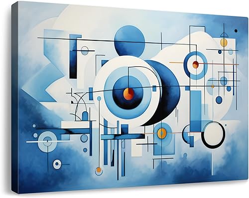 Miniatura 37 de Lienzo grande de arte abstracto para pared, pintura moderna de grafiti azul y gris, escena de tormenta sobre fondo blanco, ilustraciones enmarcadas