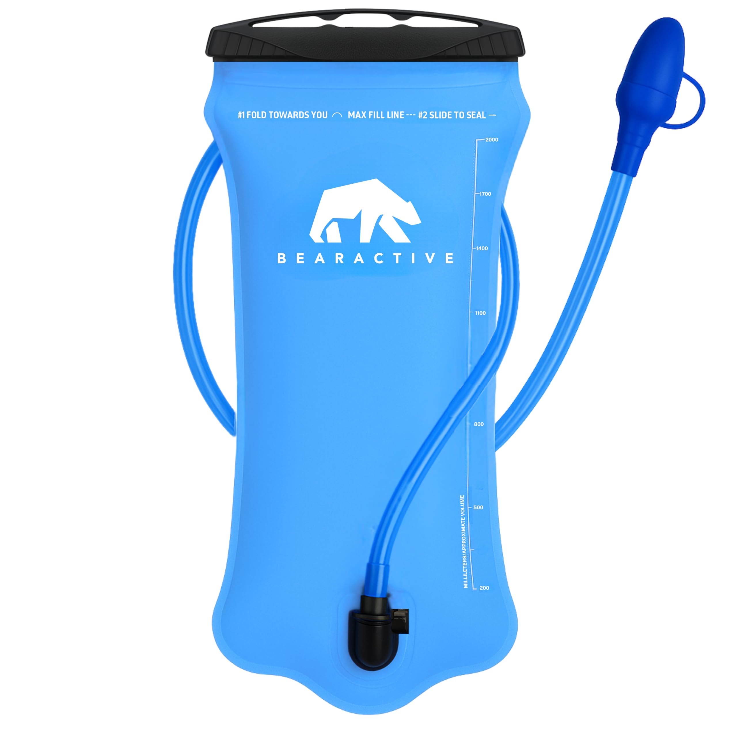Bearactive Hydration Bladder, Water Bladder 2L for Running Backpack with BPA-Free TPU, Hydration Pack, Leak-Proof Water Pouch, No Plastic Smell – Hiking, Running, Cycling & Camping (Blue, 2 Litre)