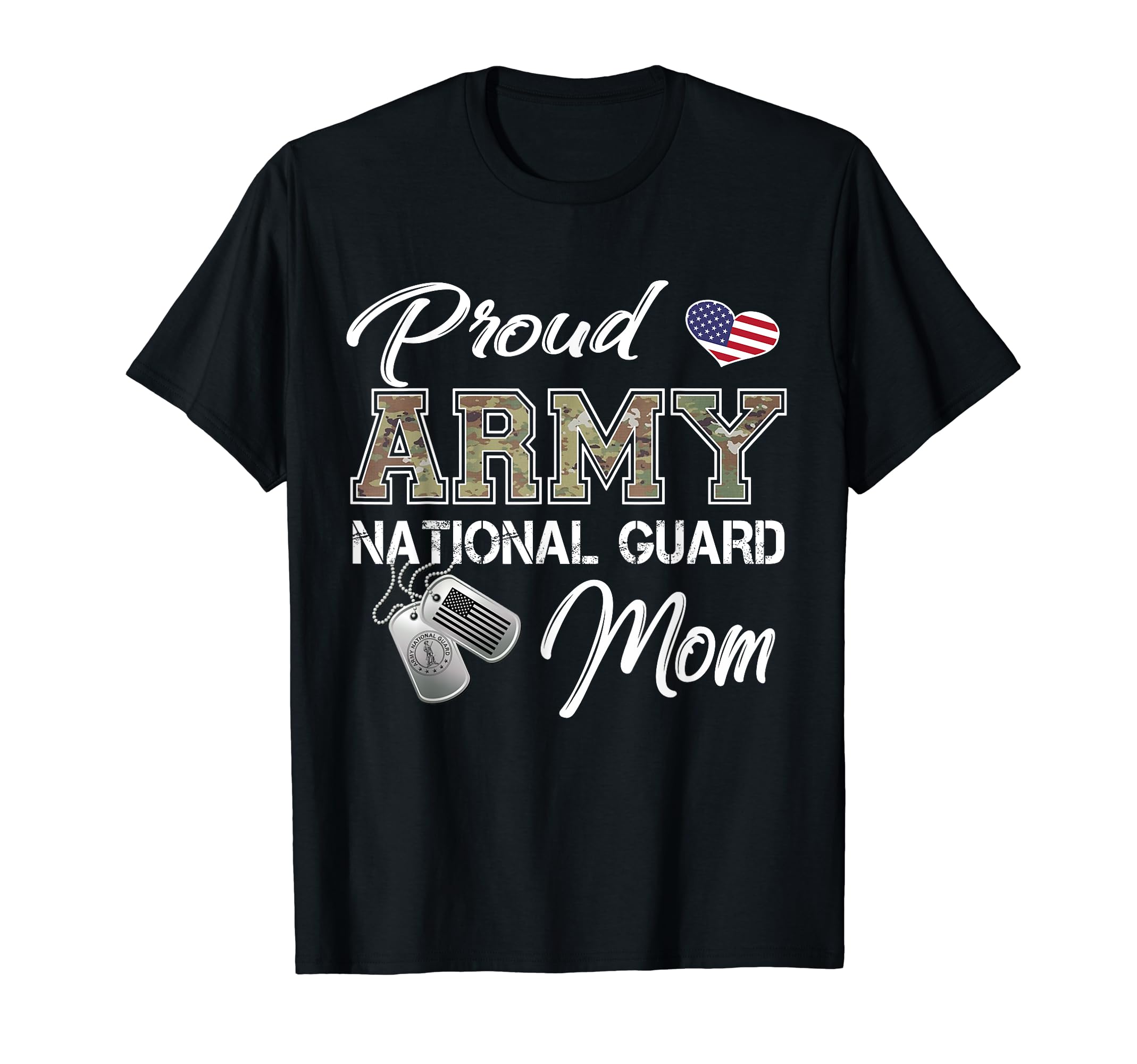 Proud Army National Guard Mom US Flag Dog TagT-ShirtOEKO-TEX STANDARD 100