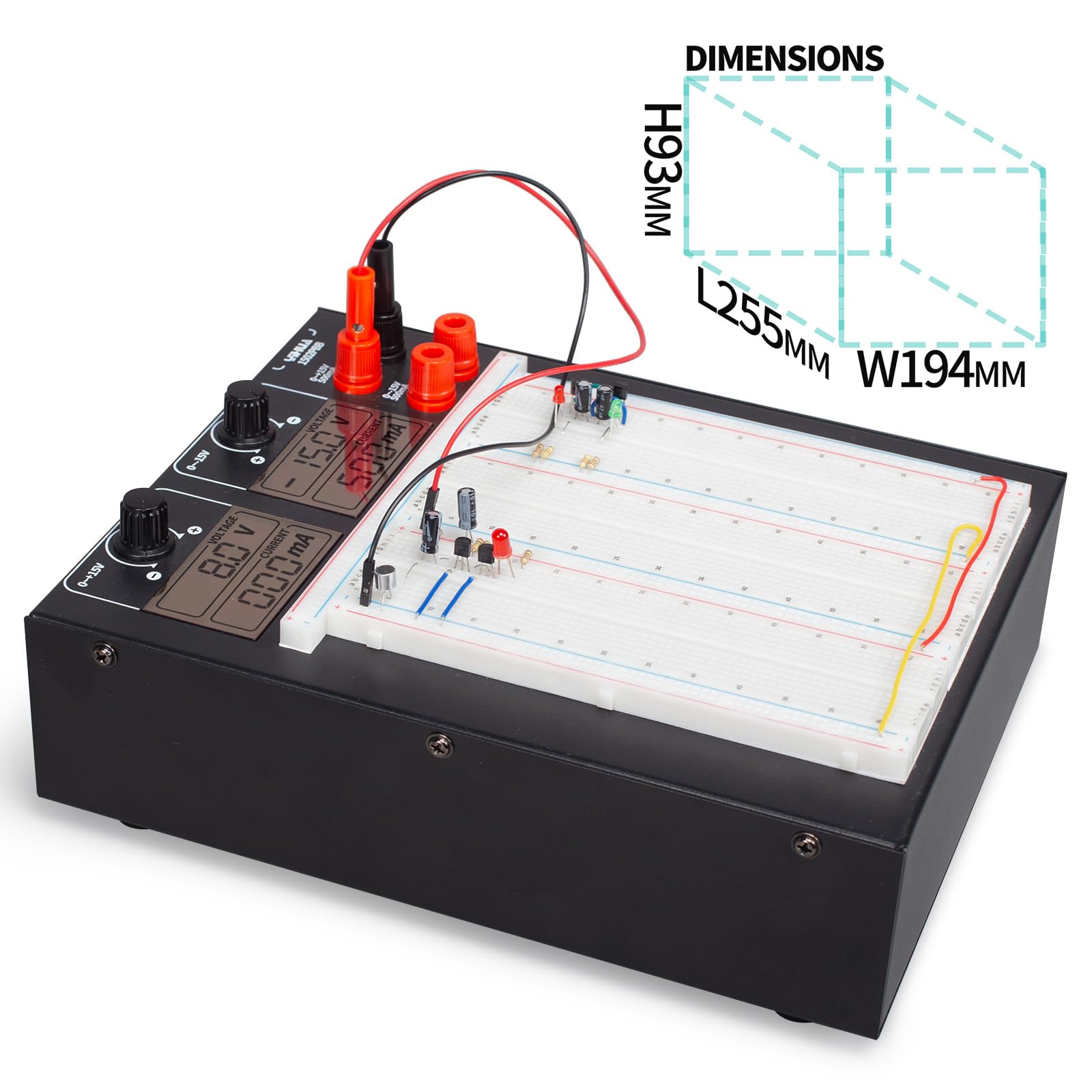 YIHUA 1502PBB Alimentazione per breadboard jumper kit con uscita CC + 15 V -15 V alimentatore per arduino starter kit, elettronica progetto, scheda circuito senza saldatura