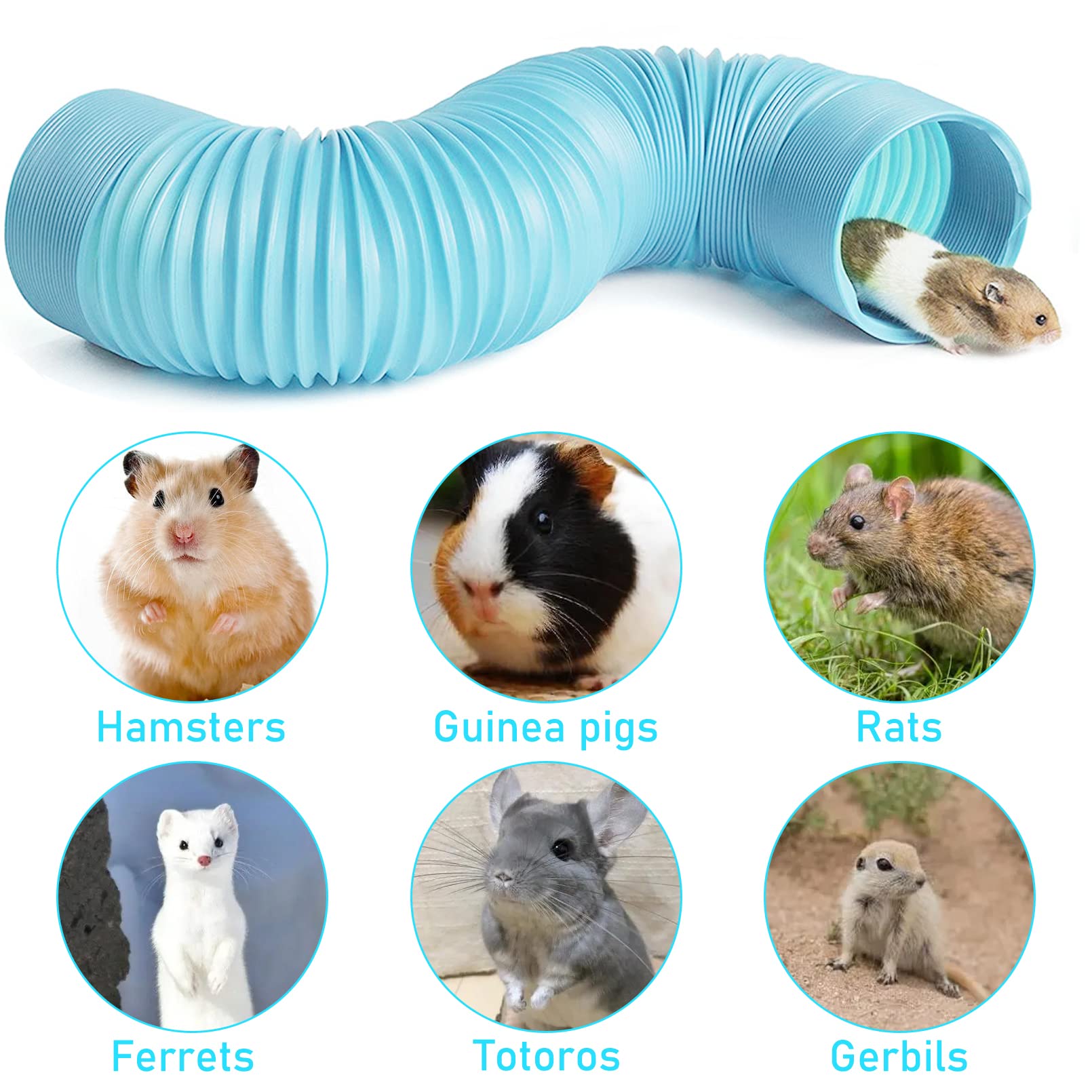 Hamiledyi Hamster-Tunnel Aus Kunststoff – Faltbar Mit Grasbällen Zum Spielen
