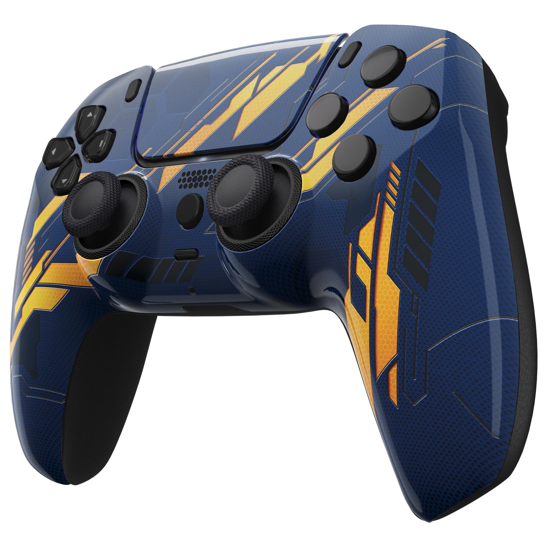 eXtremeRate Luna Cover Ricambio per ps5 Controller,Custodia Copertura Frontale Scocca Shell Ridisegnato&Touchpad&Anelli Compatibile con ps5 Joystick BDM 010/020/030/040/050-Mecha Arancio