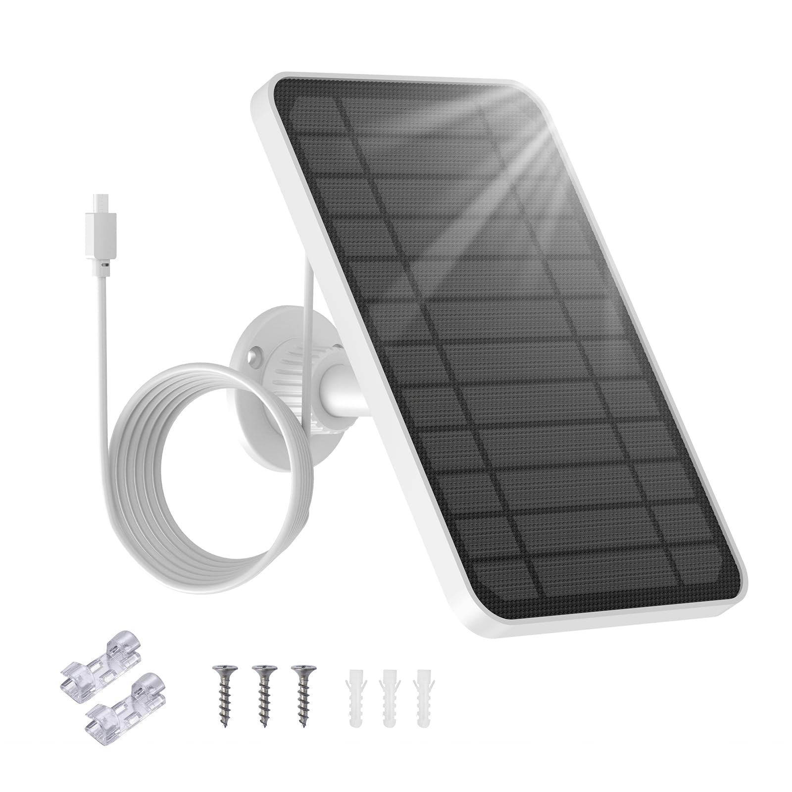 honecumi [1 pezzo] Modulo solare 5 V 5 W per Eufy cam 2C/Eufy 2C Pro/Eufy 2 Pro/Eufy 2/E20/Eufy E40/Eufy E caricatore pannello solare con accessori eufy per pannello solare,supporto regolabile a 360°