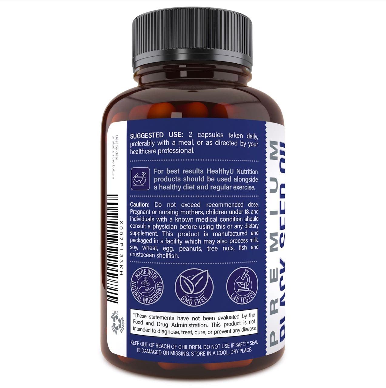 Vegan Black Cumin Seed Oil Capsules 1000mg Cold Pressed Nigella Sativa — Amazon image 2