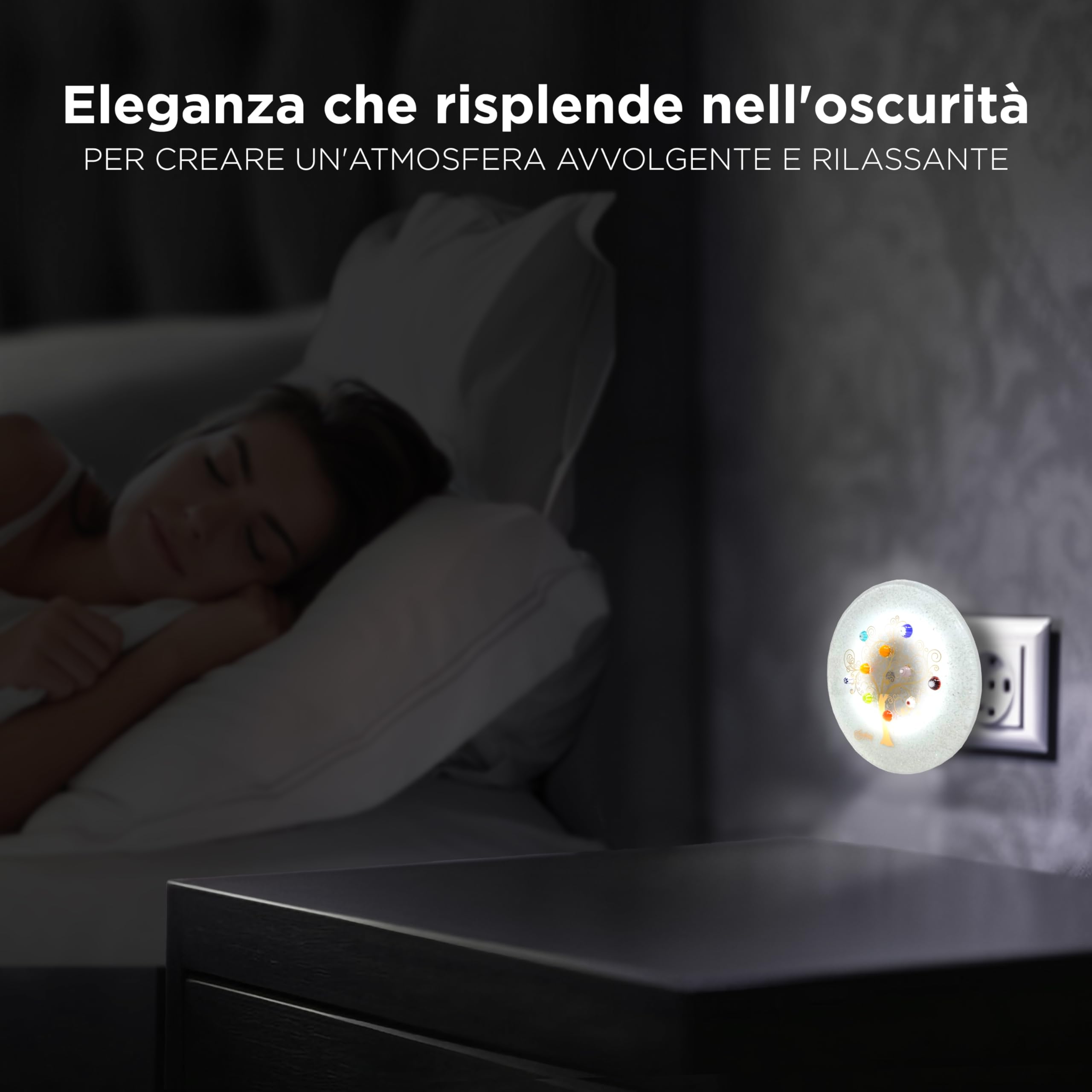 SOSPIRI VENEZIA Luz nocturna para niños, toma de pared LED, de cristal de Murano, con sensor inteligente, decoración del hogar, dormitorio, iluminación de pared, idea de regalo (árbol de la vida,