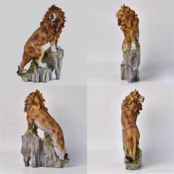 Resin Standing Lion King Statue Sculpture Ornament Collectible Statues Decoration Modern Table Decorative Crafts For Home Porch Office Desktop Decor Animal Office,Living Room,Bedroom(BY25020)