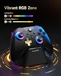 EasySMX D05 Wireless PC Gaming Controller with Charging Dock, Hall Effect Joystick & Trigger, RGB Lighting, 1000Hz Polling Rate, No Stick Drift, Works for PC, Switch, Android, ios, Steam,Perfect for Soccer and All Video Games.Black