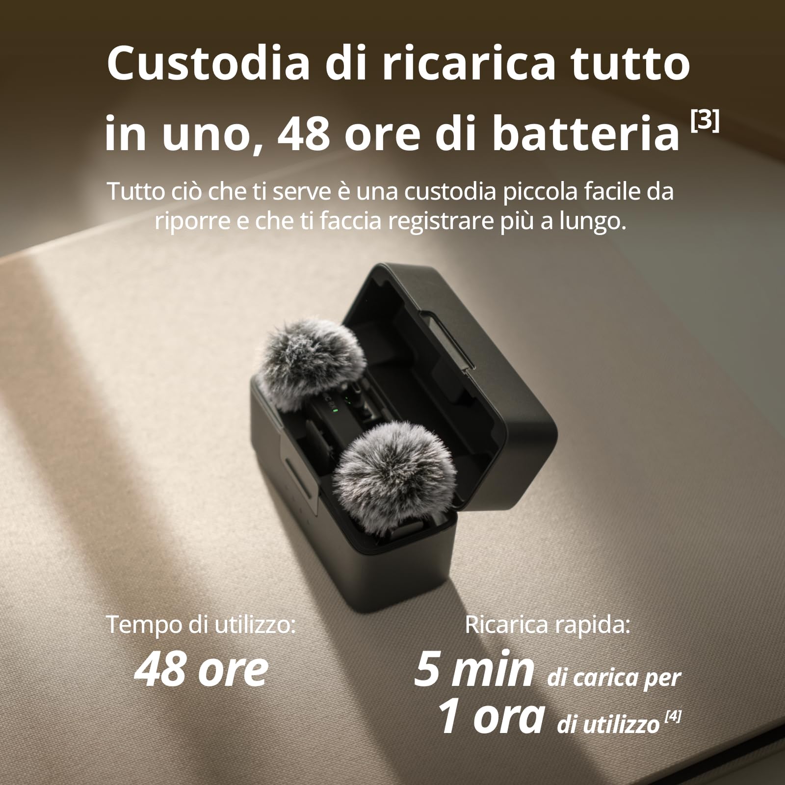 DJI Mic Mini 2 TX + 1 RX Wireless Microfono Leggero 48 Ore Cancellazione Rumore per Fotocamere iPhone Android Vlog