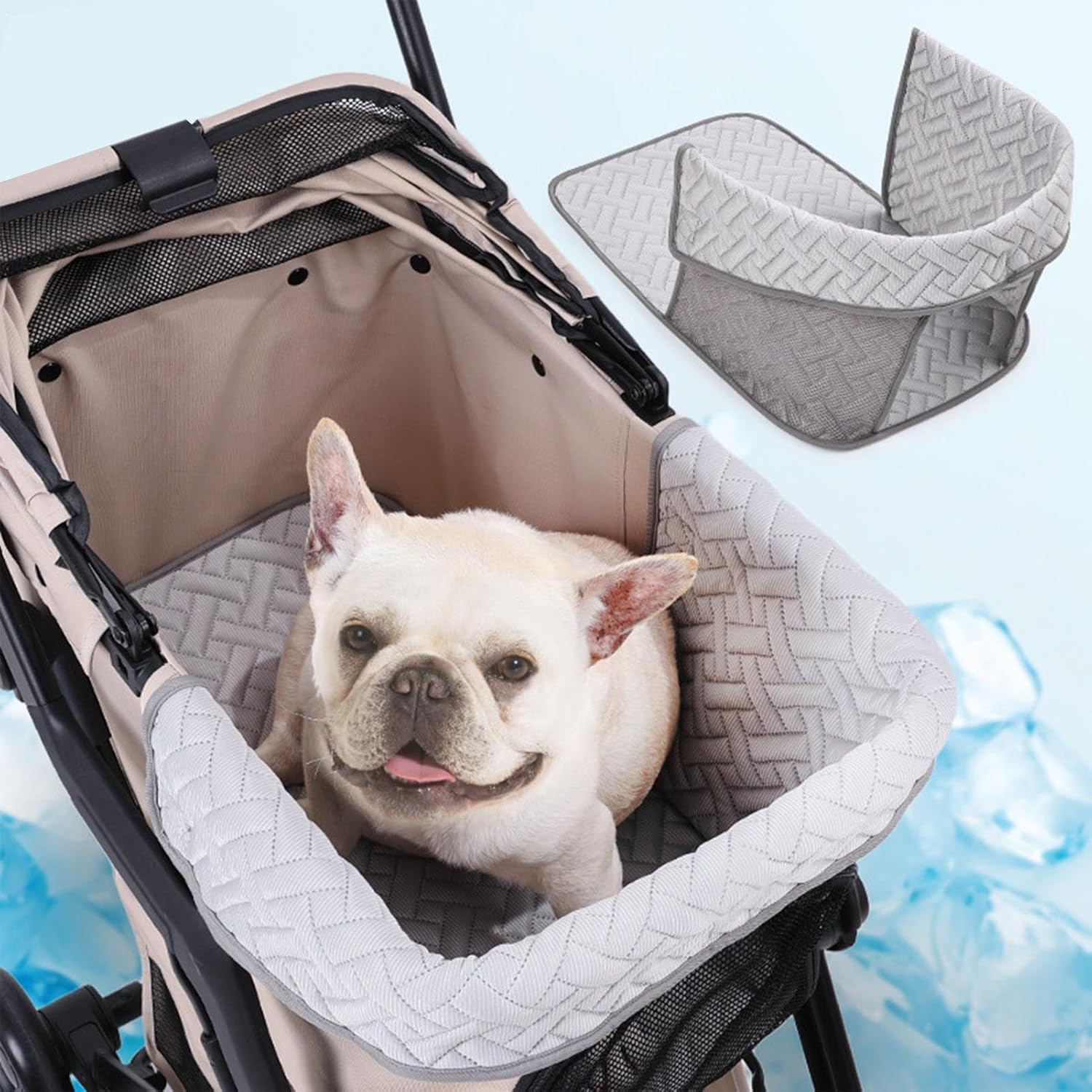 Pet Stroller Cooling Pad, Polyester Anti-Slip Removable Washable Waterproof Liner Guard for Dogs, Travel, Walking, Outdoor, Home, Comfort, Safety, Protection